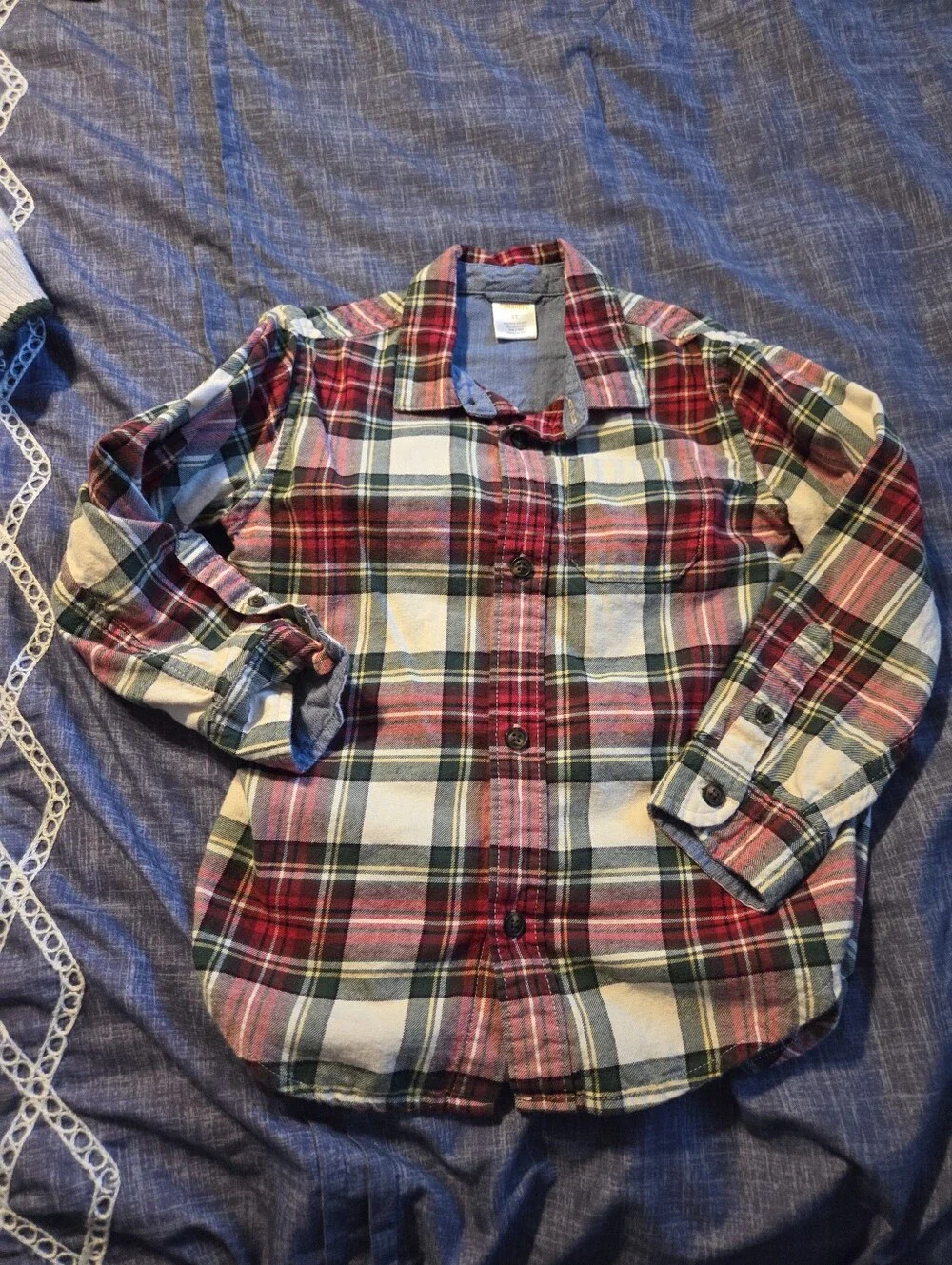 Gymboree Cream Holiday Cardigan with Festive Appliqués And Holiday Button Up
